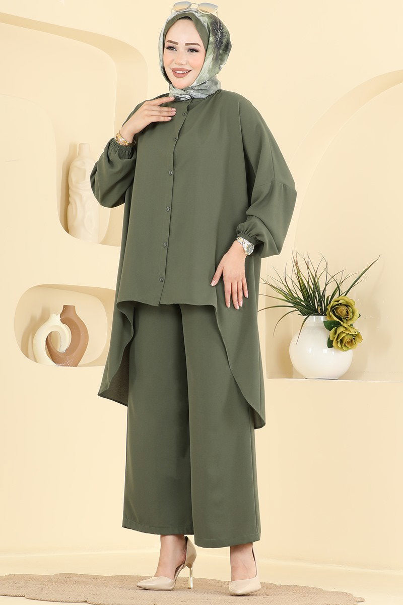 Aerobin Two-Piece Set with Elastic Cuffs - Khaki