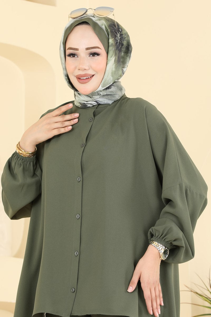 Aerobin Two-Piece Set with Elastic Cuffs - Khaki
