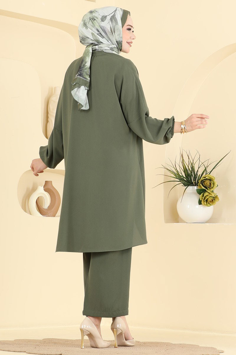 Aerobin Two-Piece Set with Elastic Cuffs - Khaki