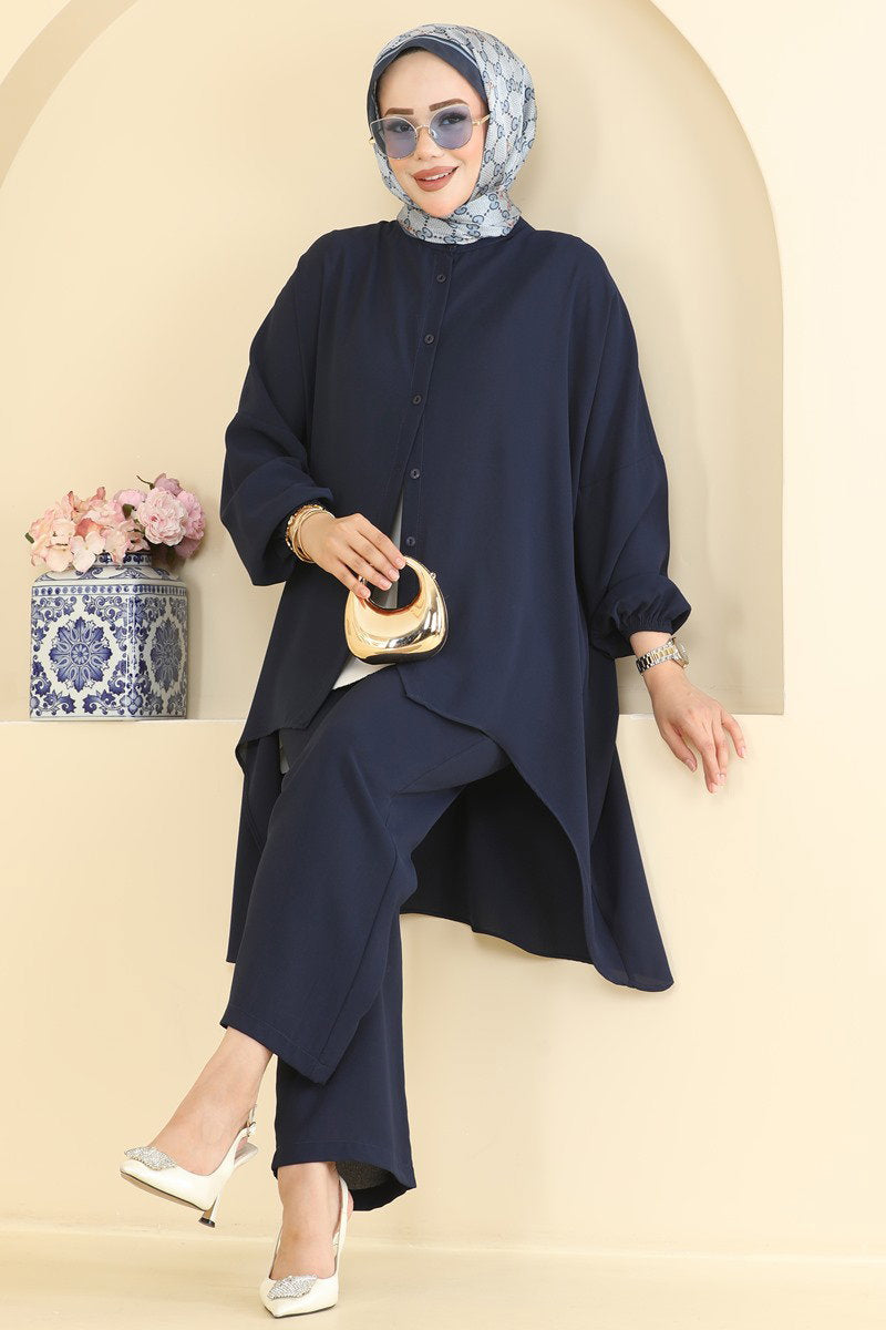 Aerobin Two-Piece Set with Elastic Cuffs - Navy