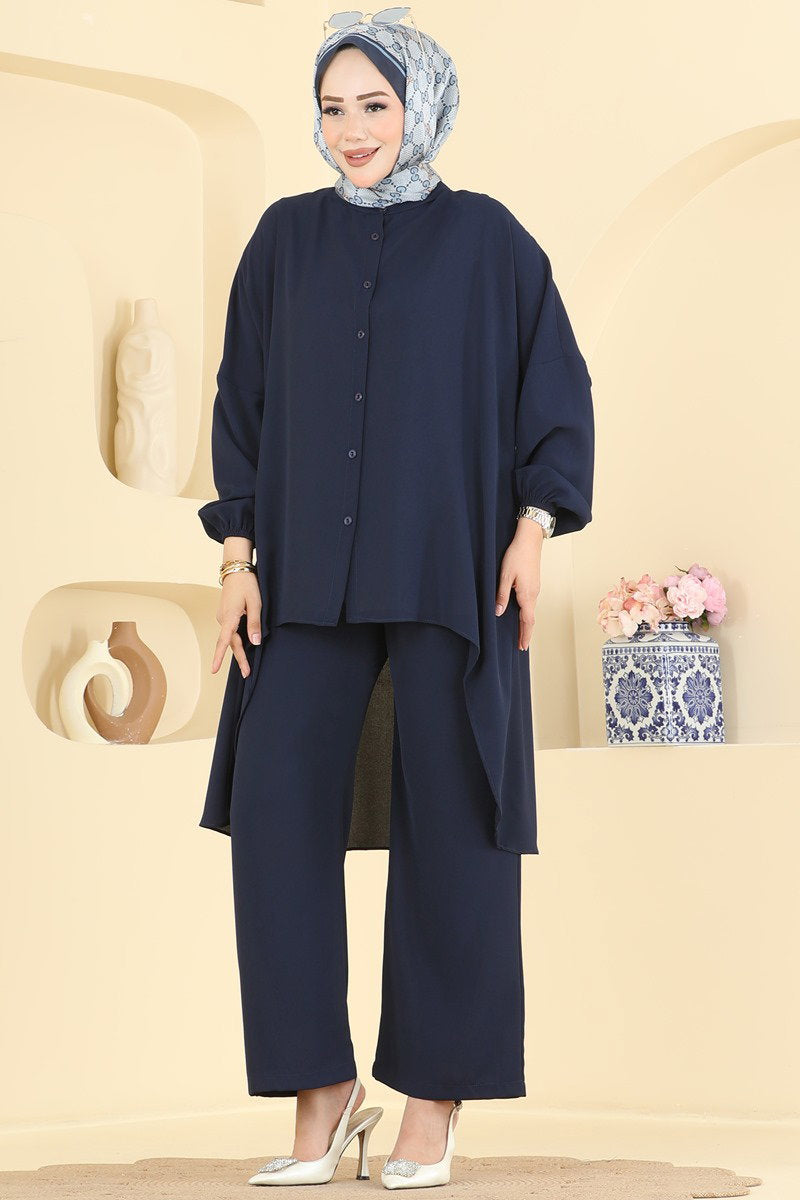 Aerobin Two-Piece Set with Elastic Cuffs - Navy