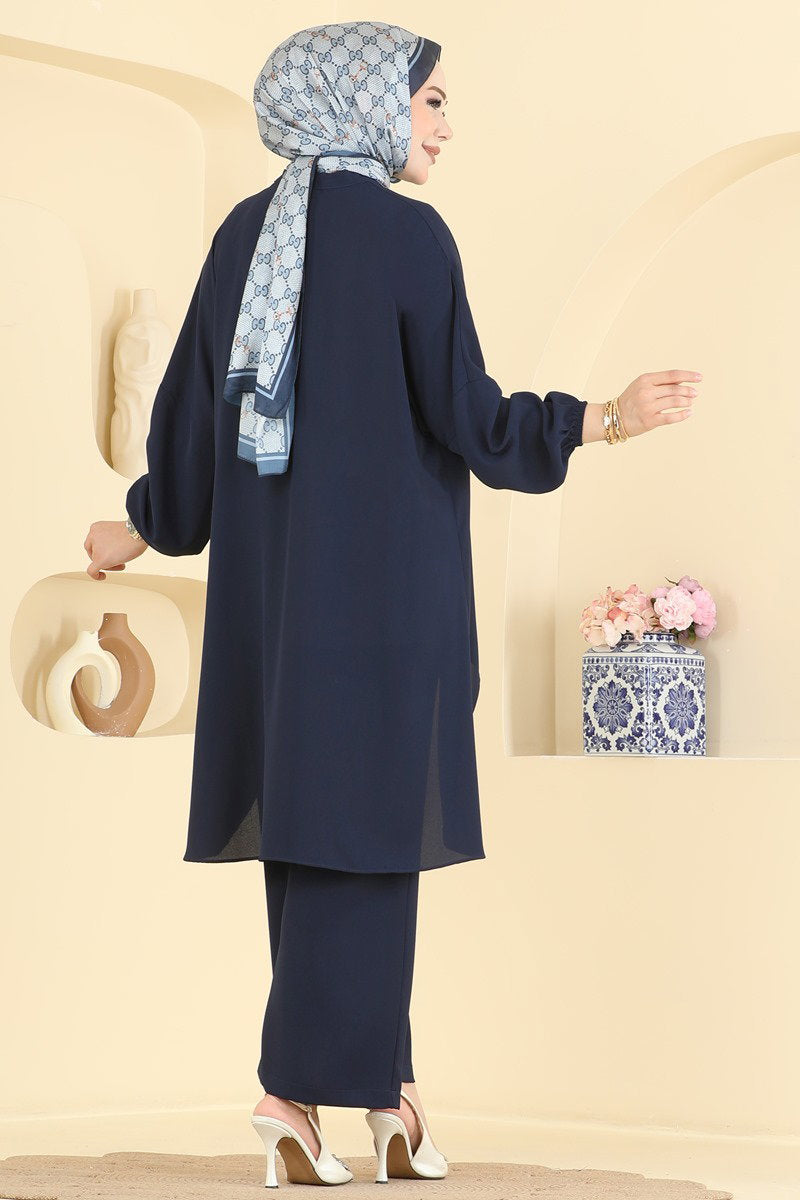 Aerobin Two-Piece Set with Elastic Cuffs - Navy