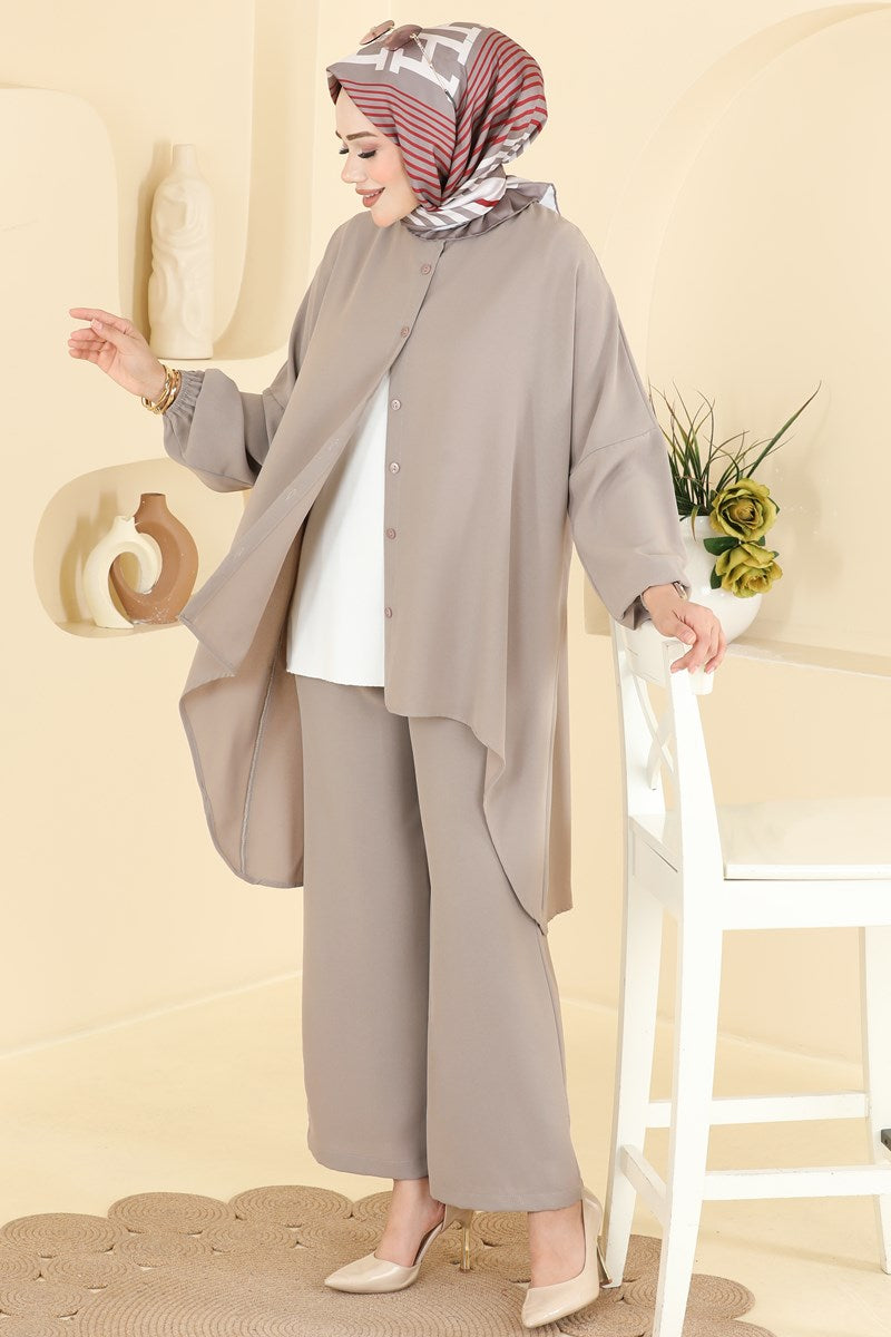 Aerobin Two-Piece Set with Elastic Cuffs - Stone
