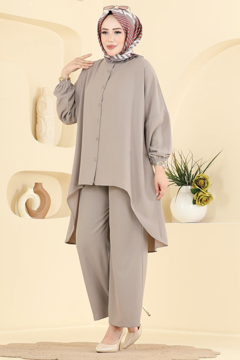 Aerobin Two-Piece Set with Elastic Cuffs - Stone