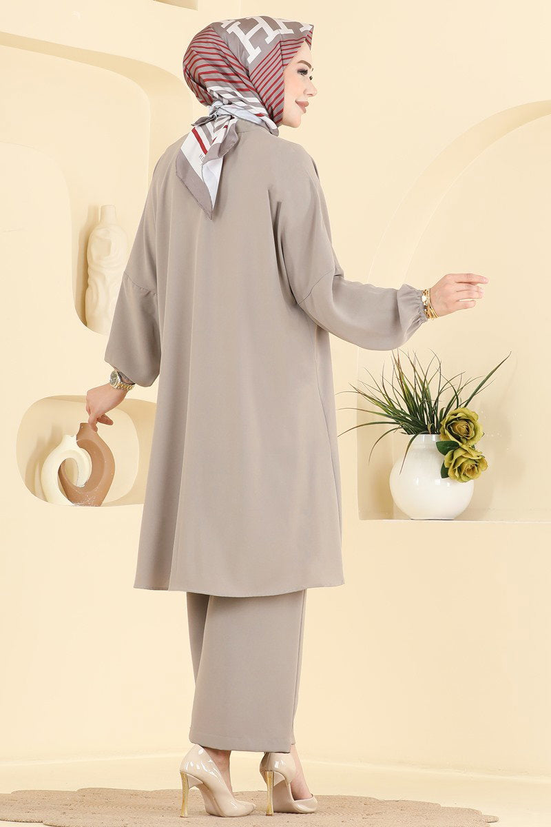 Aerobin Two-Piece Set with Elastic Cuffs - Stone