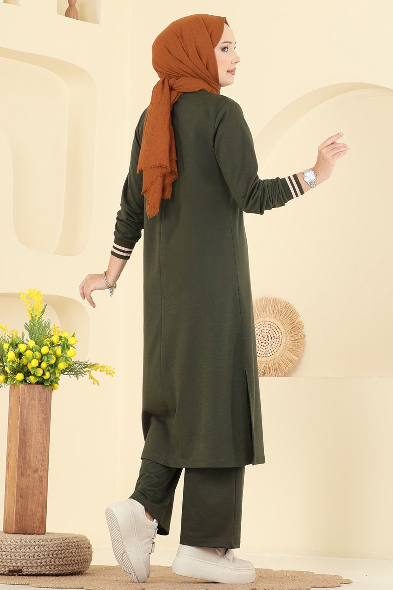 Set with Ribbed Cuffs - Khaki
