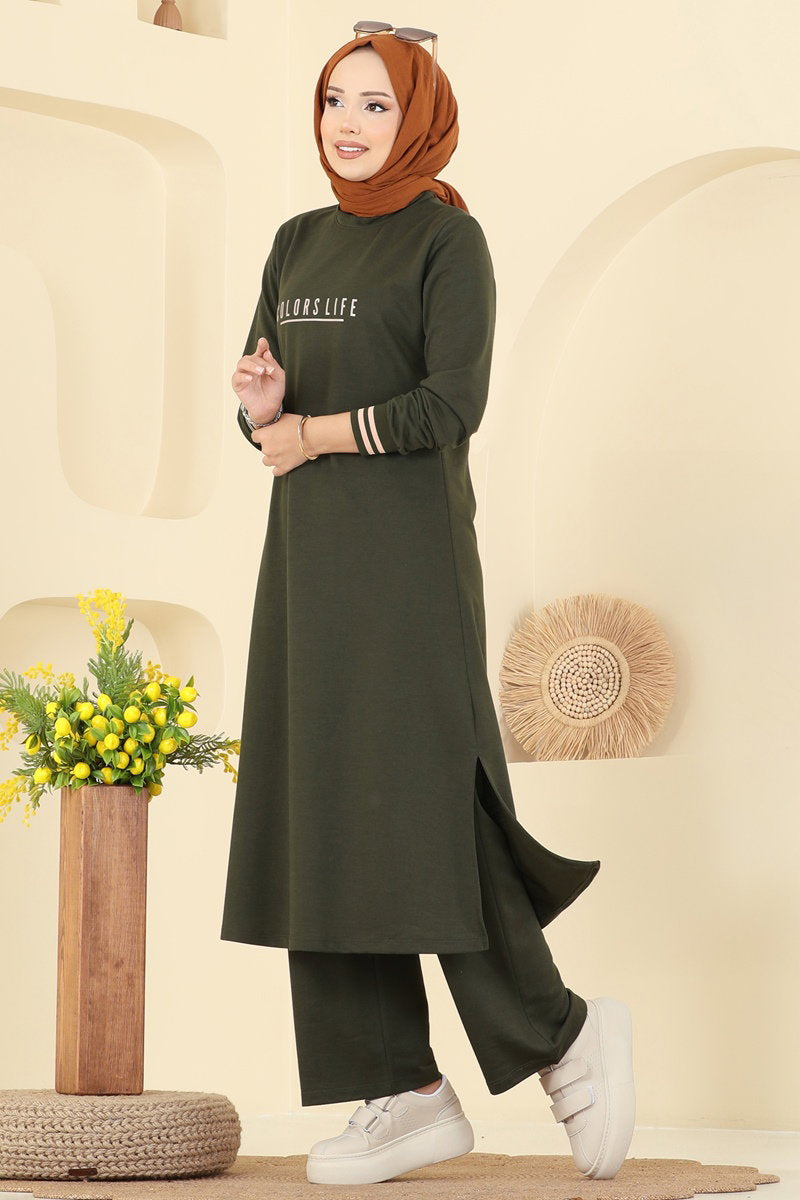 Set with Ribbed Cuffs - Khaki