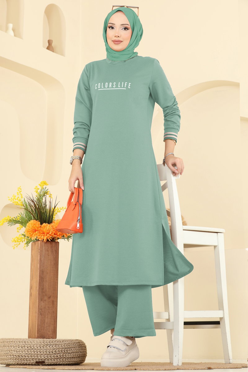 Set with Ribbed Cuffs - Mint