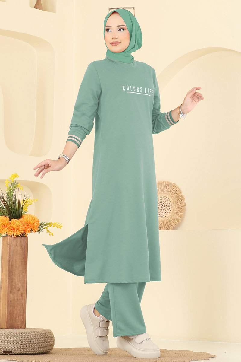 Set with Ribbed Cuffs - Mint
