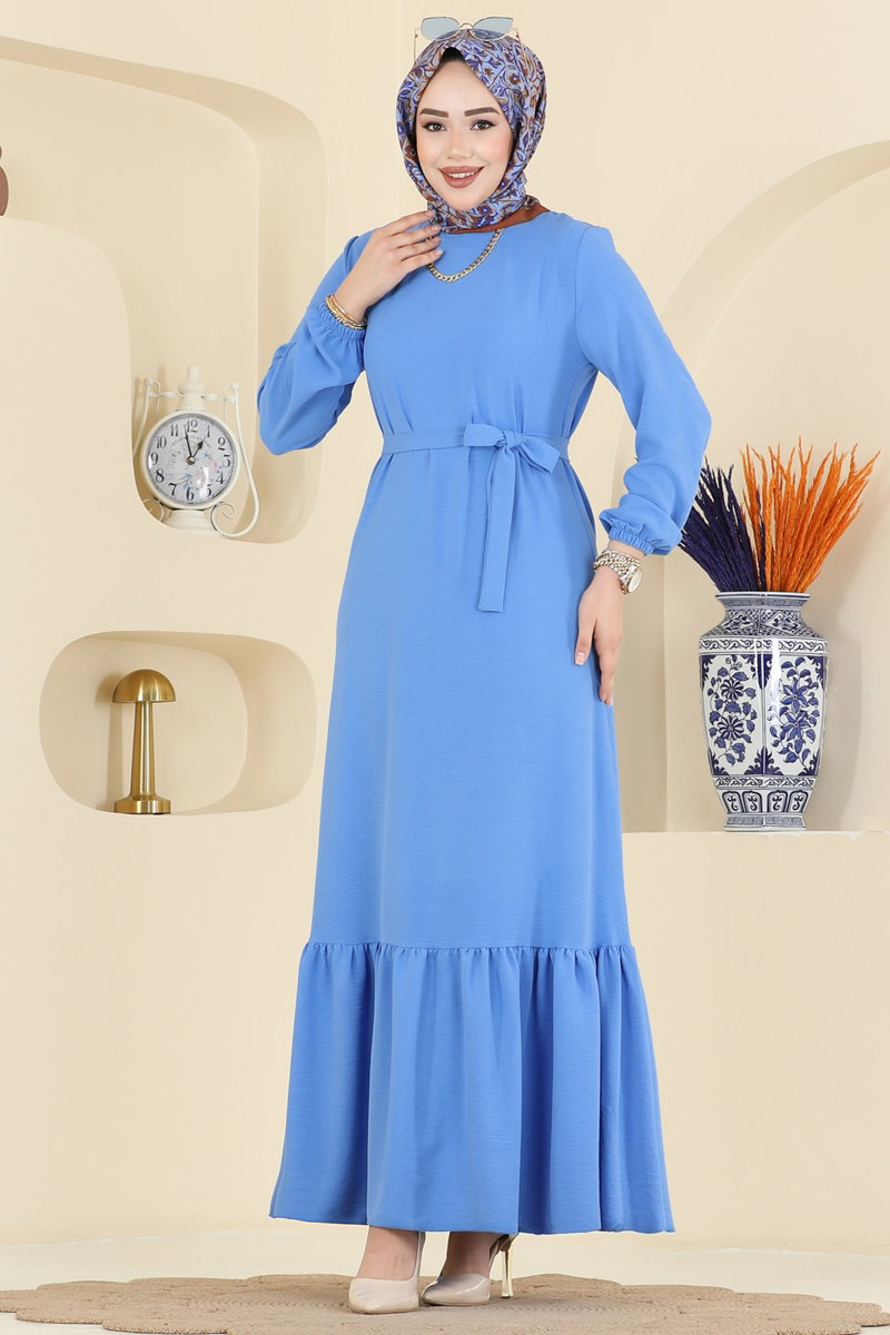 Aerobin Dress with Elastic Cuffs - Light Blue