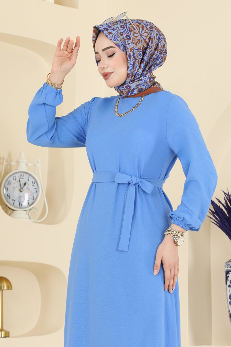 Aerobin Dress with Elastic Cuffs - Light Blue