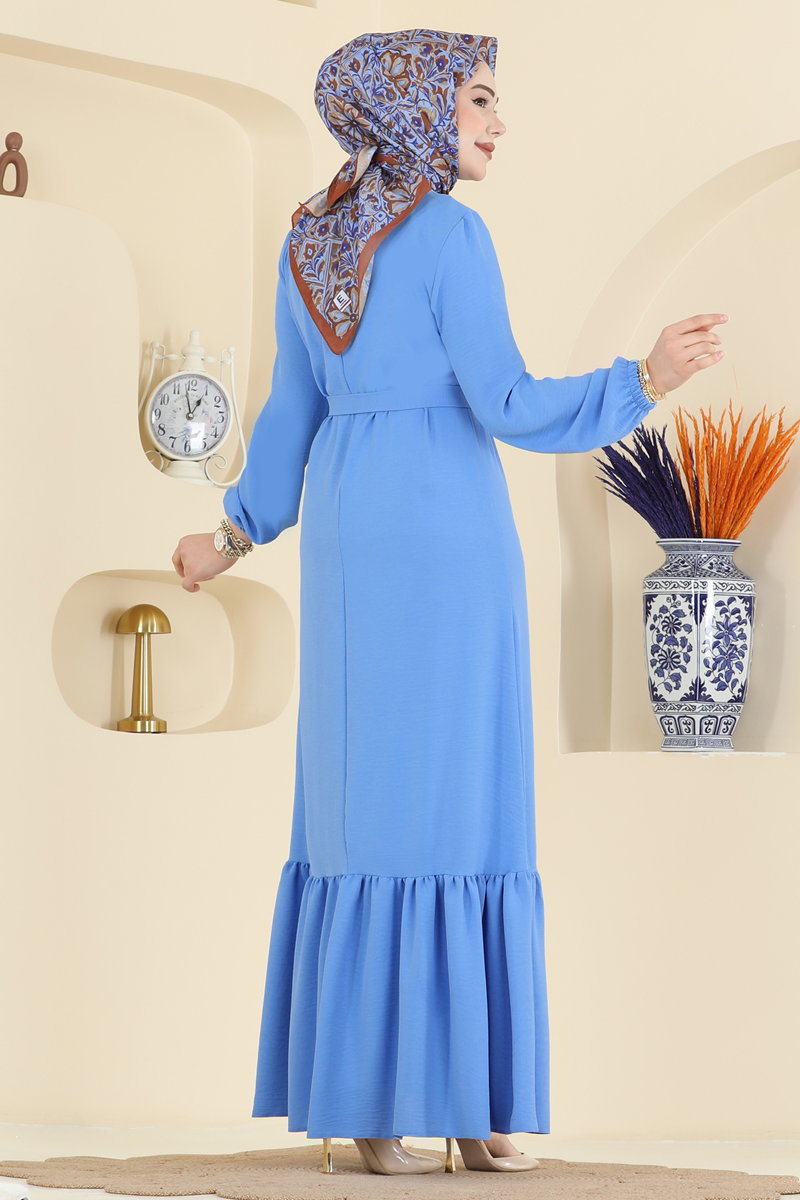 Aerobin Dress with Elastic Cuffs - Light Blue