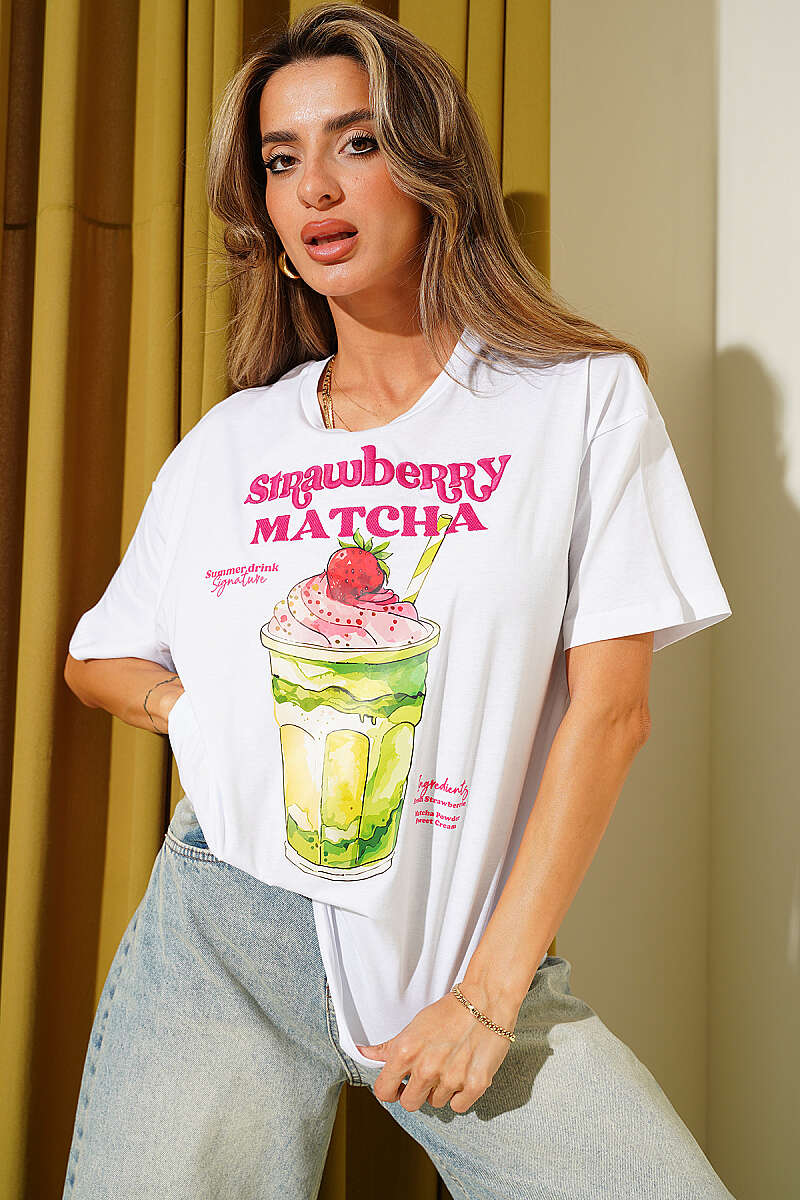 Matcha Print T-Shirt - White