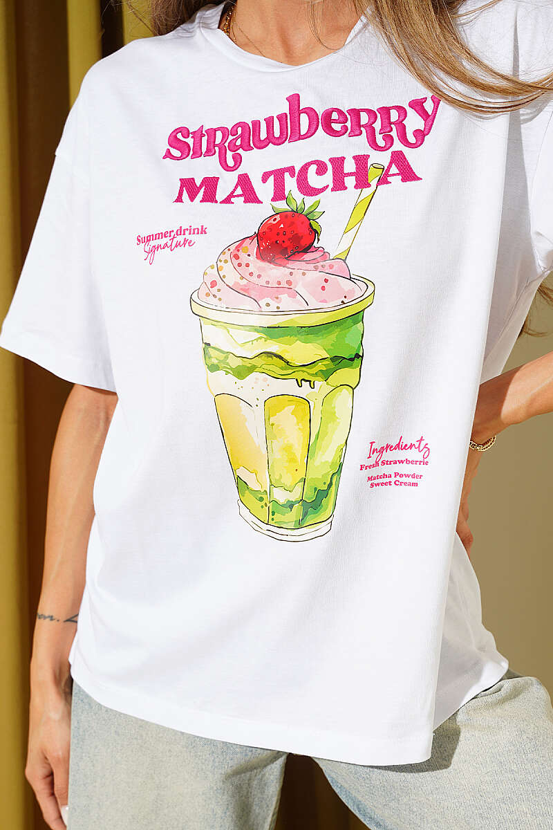 Matcha Print T-Shirt - White