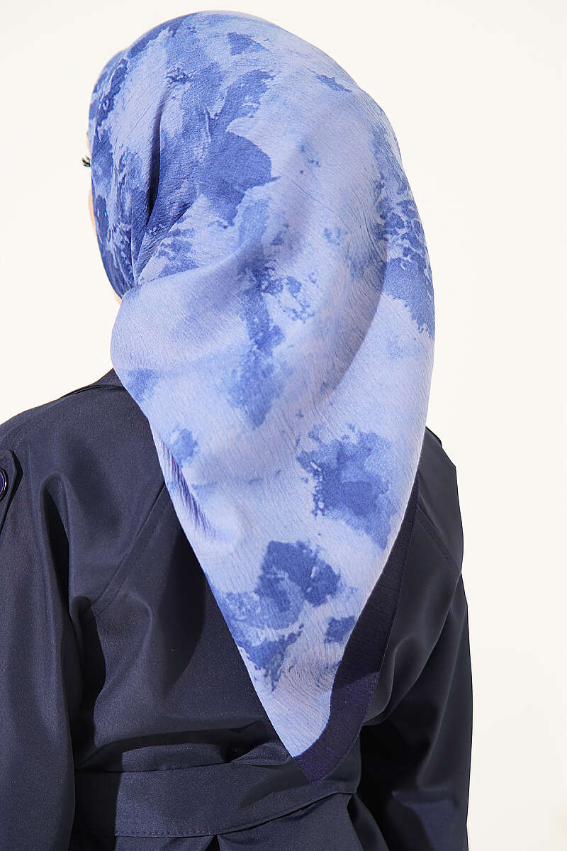 Marble Print Scarf - Navy