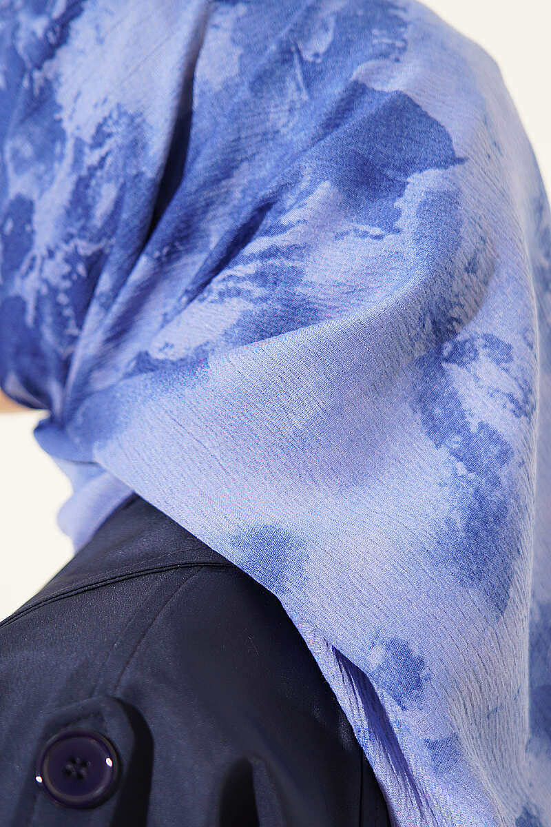 Marble Print Scarf - Navy