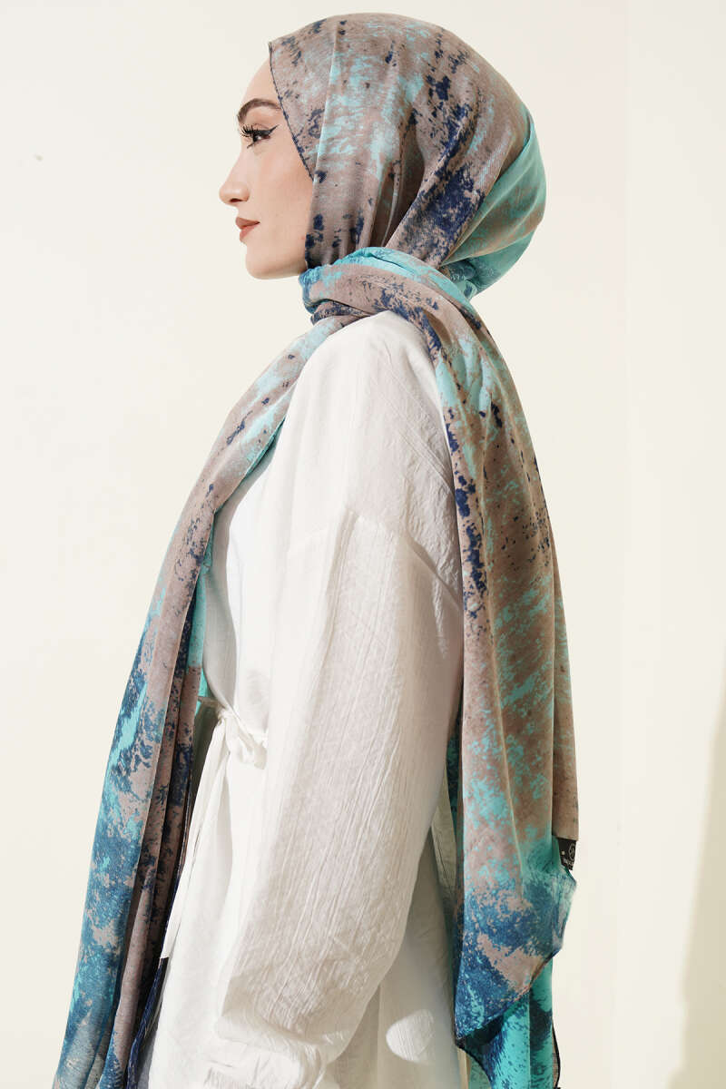 Modern Marble Print Shawl - Turquoise