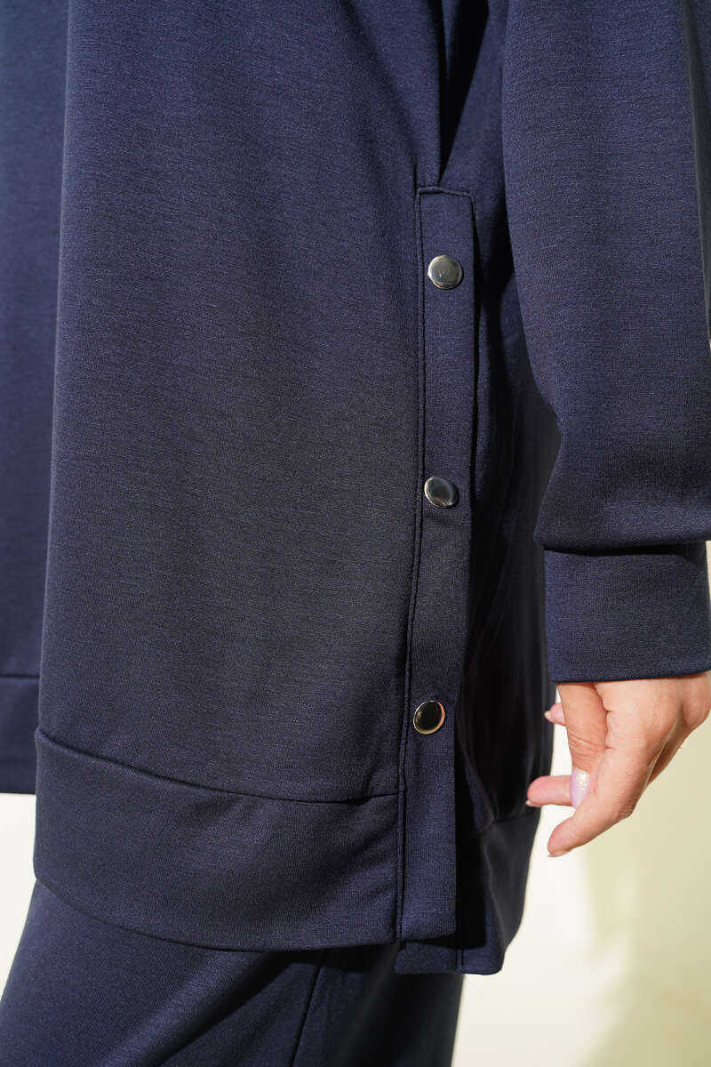 Two-Piece Set with Metal Snap Detail - Navy