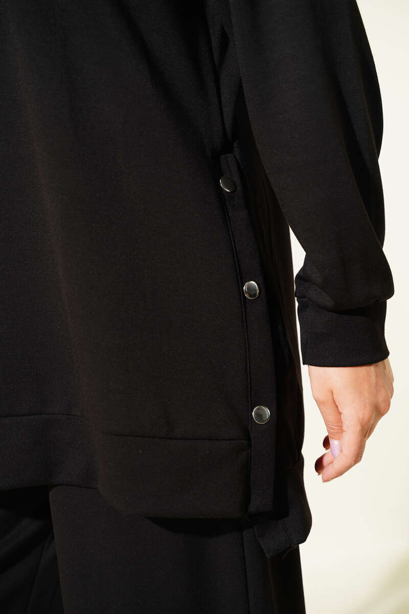 Two-Piece Set with Metal Snap Detail - Black