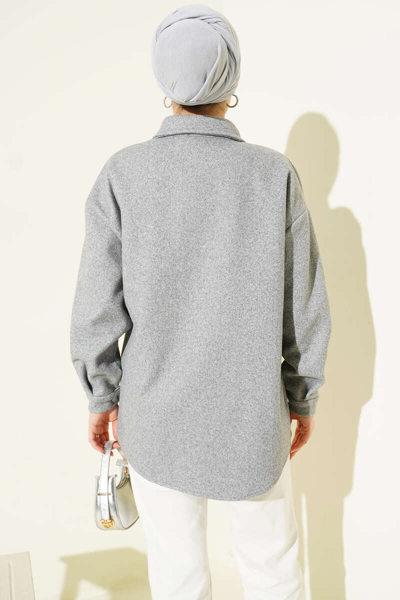 Metal Snap-Button Jacket - Smoke Grey
