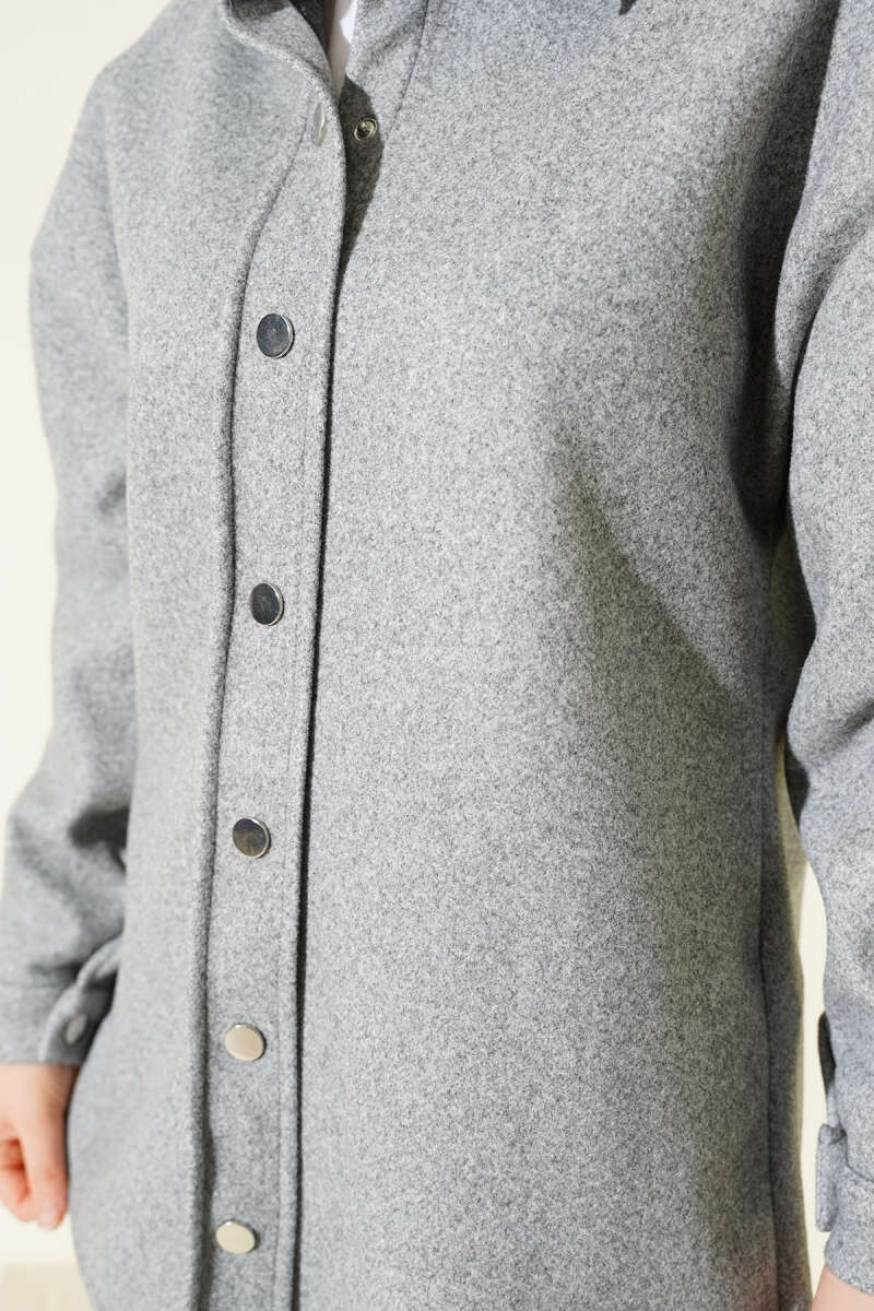 Metal Snap-Button Jacket - Smoke Grey