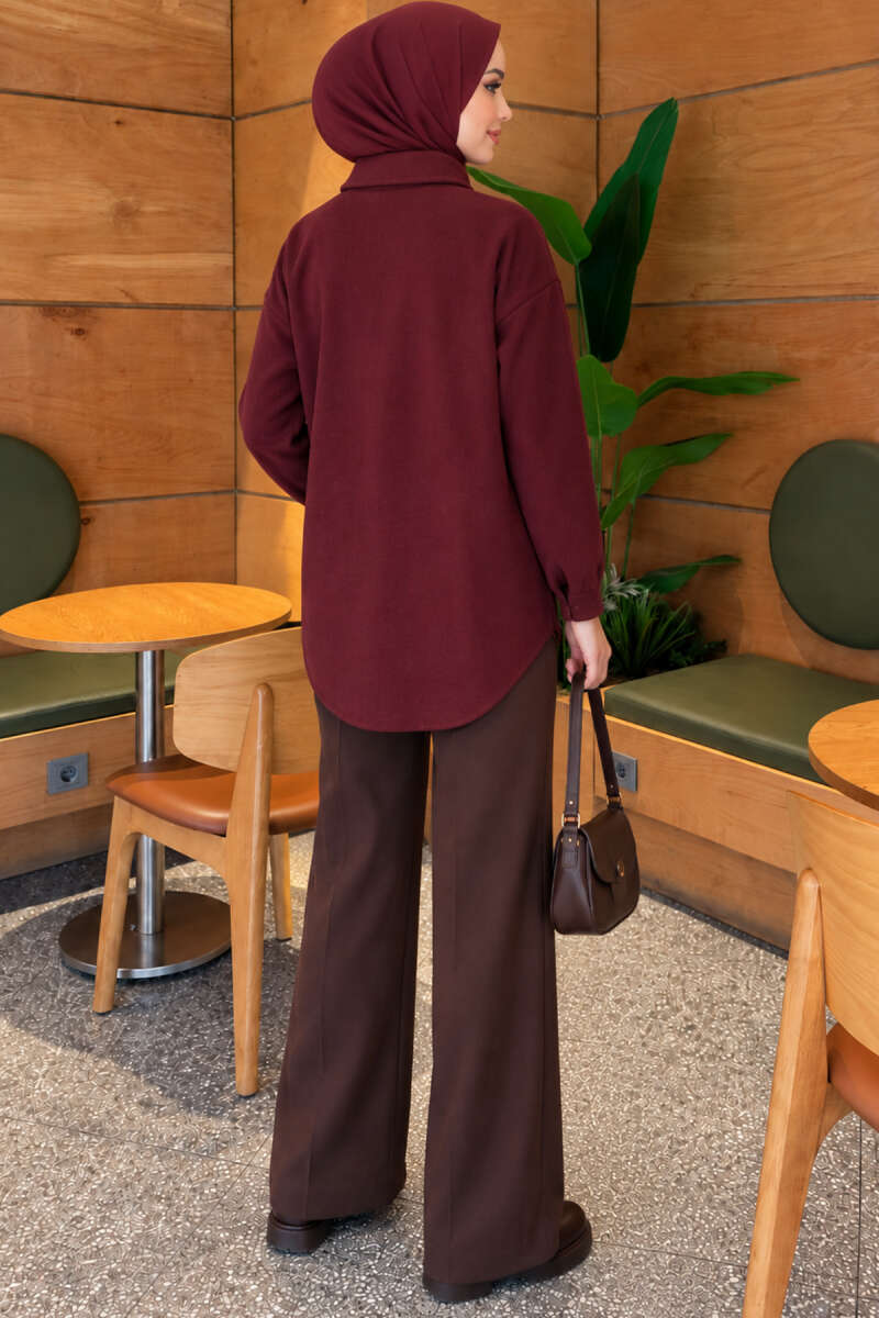 Metal Snap-Button Jacket - Plum