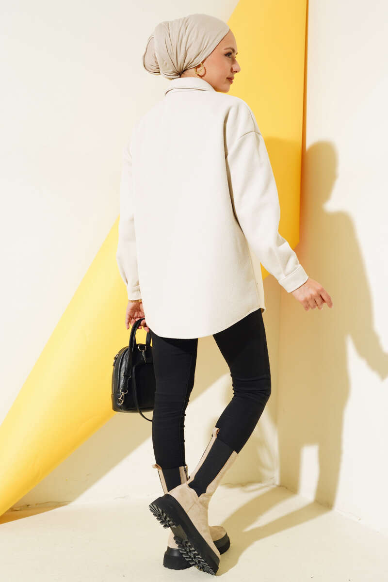 Metal Snap-Button Jacket - Stone