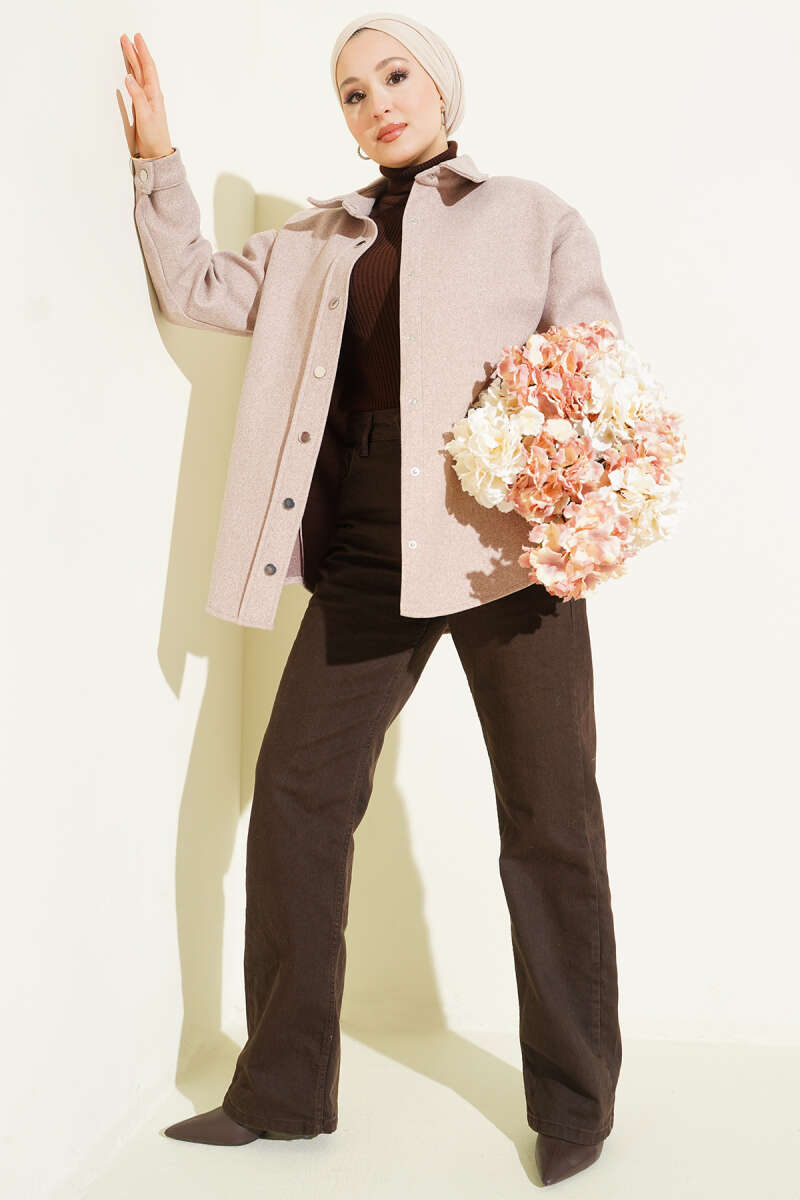 Metal Snap-Button Jacket - Mink