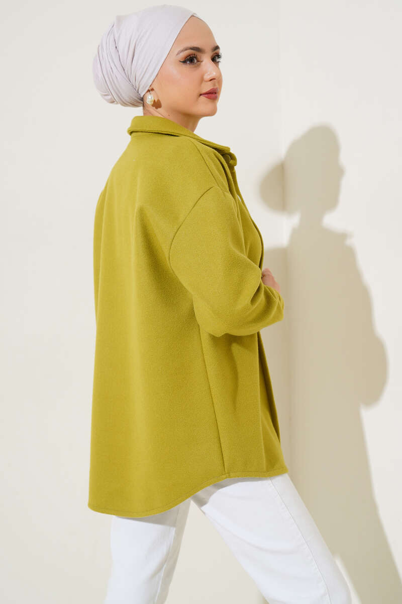 Metal Snap-Button Jacket - Olive