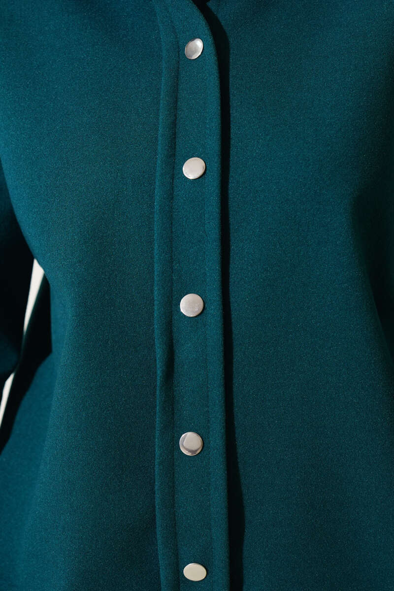 Metal Snap-Button Jacket - Emerald