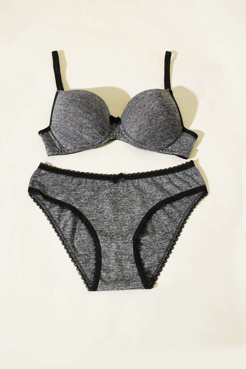Padded Micro Bra Set - Grey