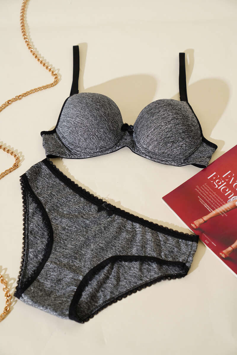Padded Micro Bra Set - Grey