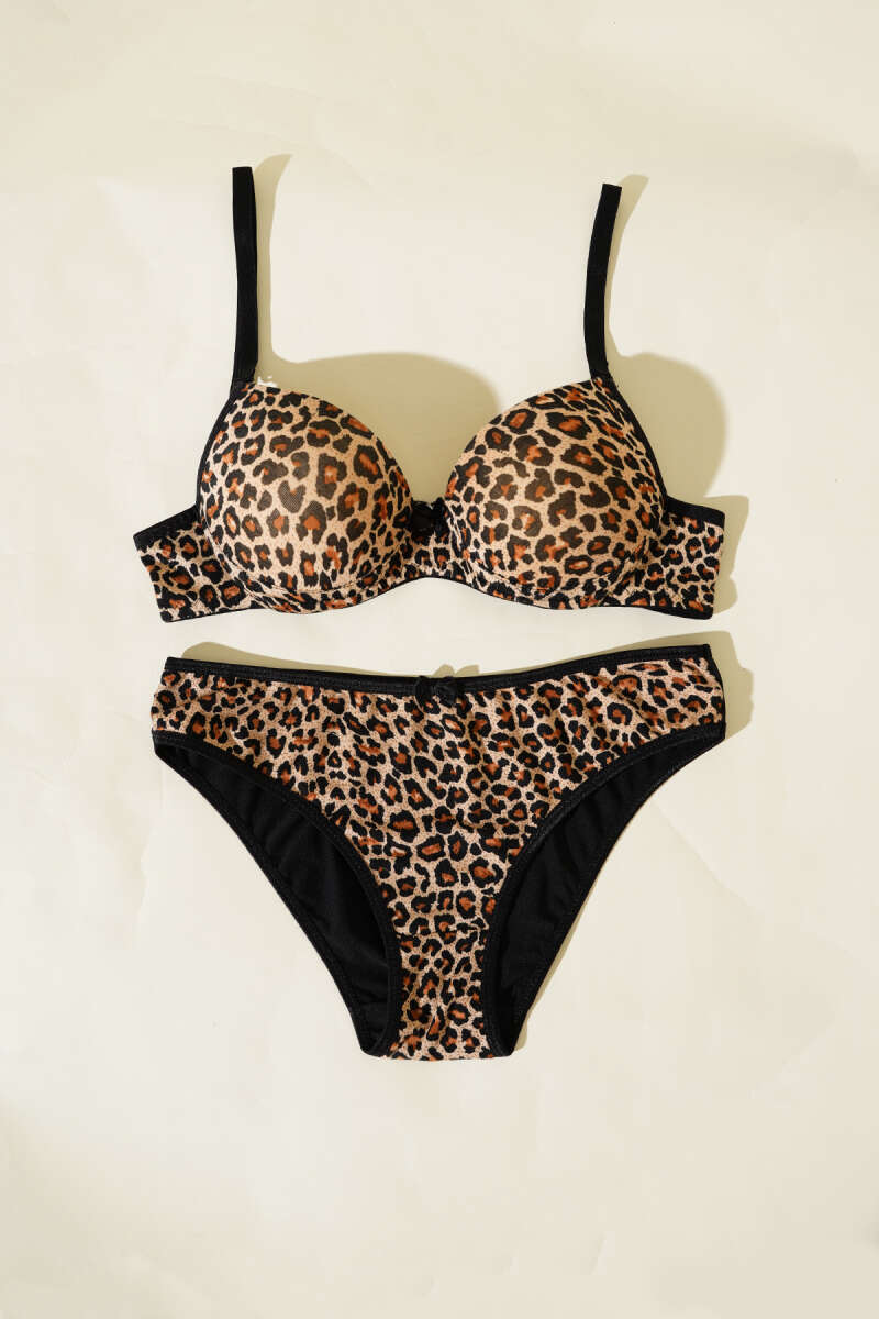 Padded Micro Bra Set - Leopard