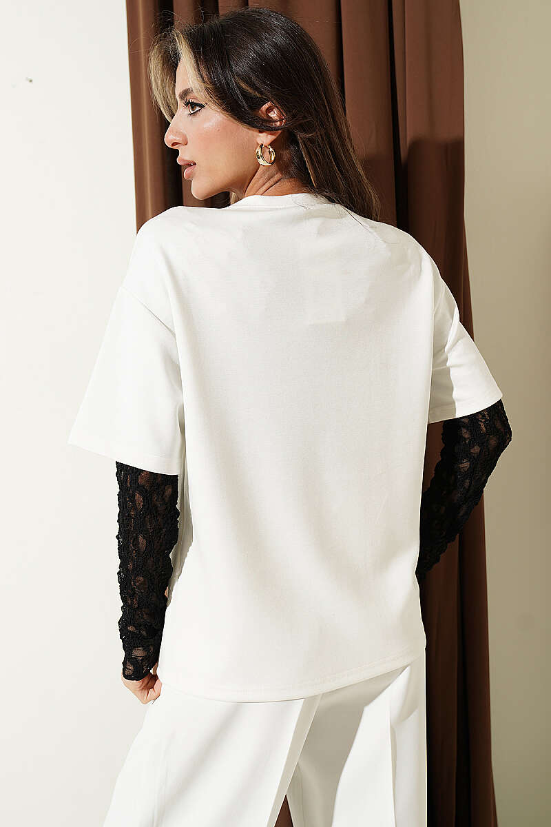 Pony Embroidered Modal T-Shirt - Ecru