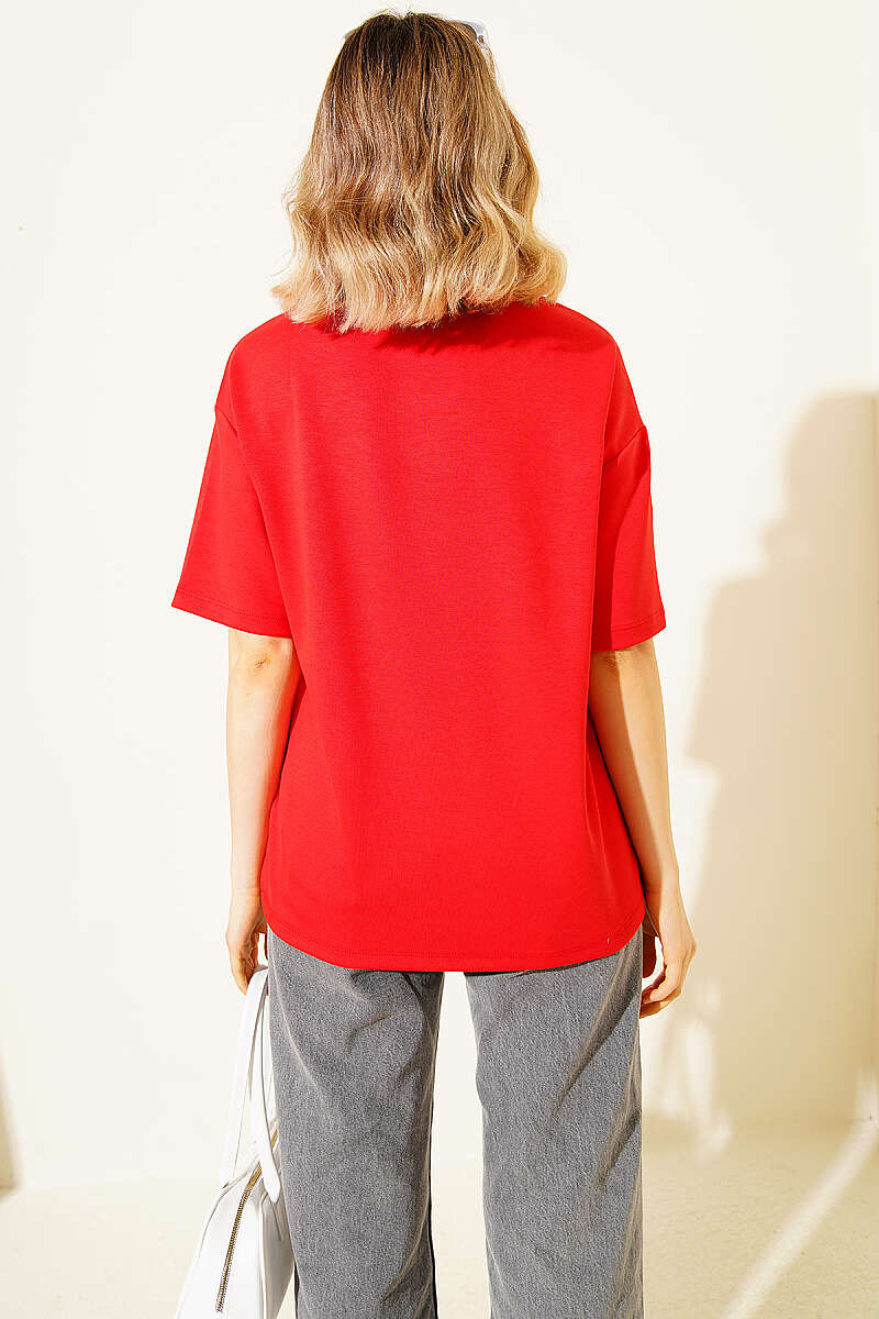 Pony Embroidered Modal T-Shirt - Red
