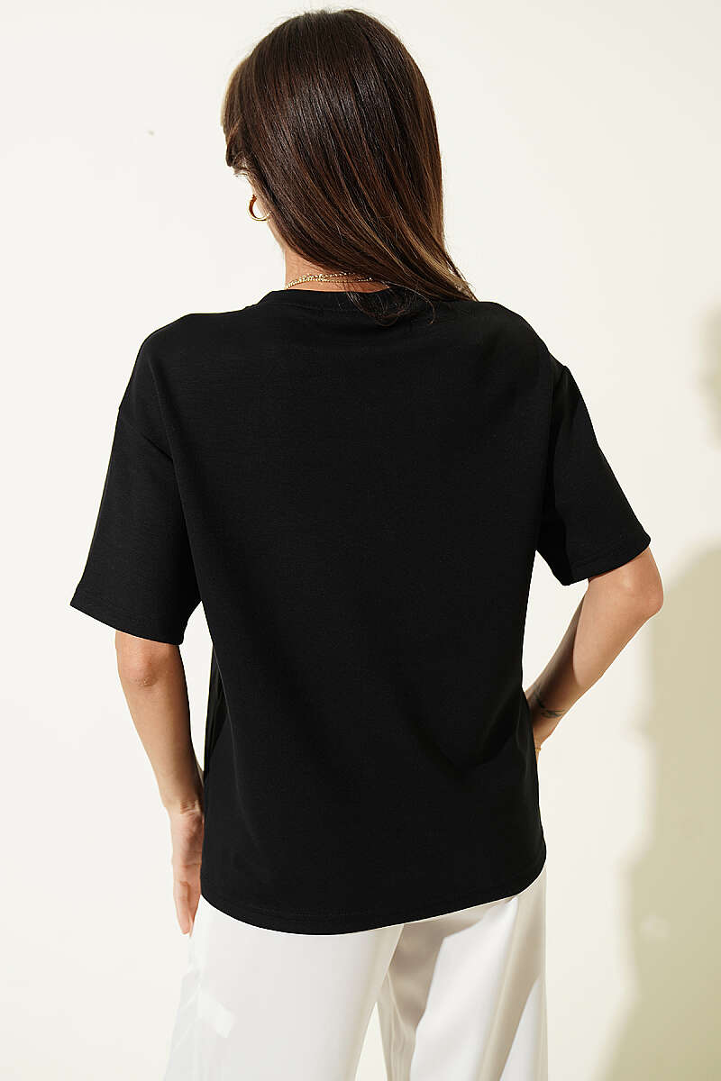 Pony Embroidered Modal T-Shirt - Black