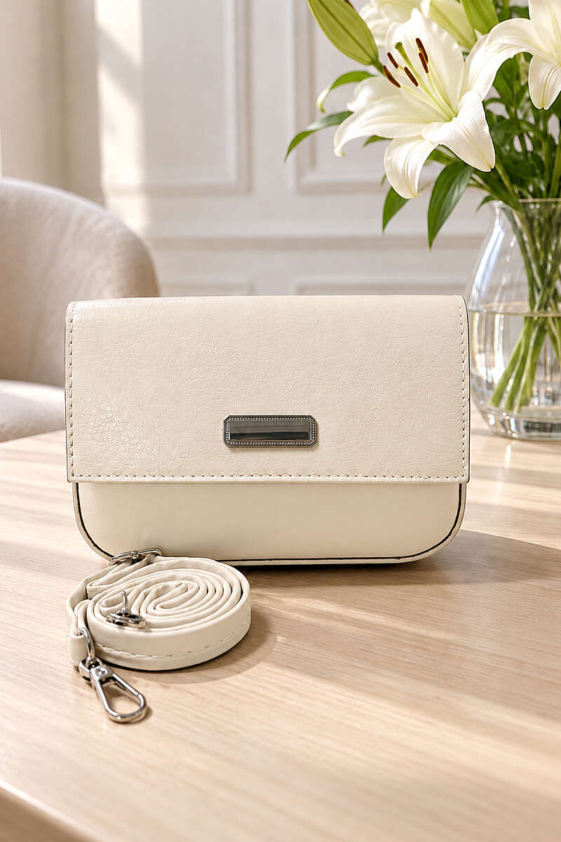 Magnetic Flap Crossbody Bag - Bone