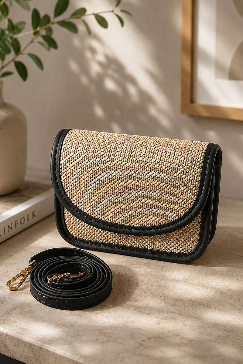 Magnetic Straw Block Bag - Black