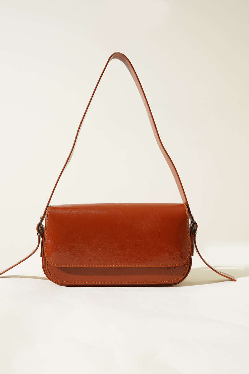 Magnetic Faux Leather Bag - Tan