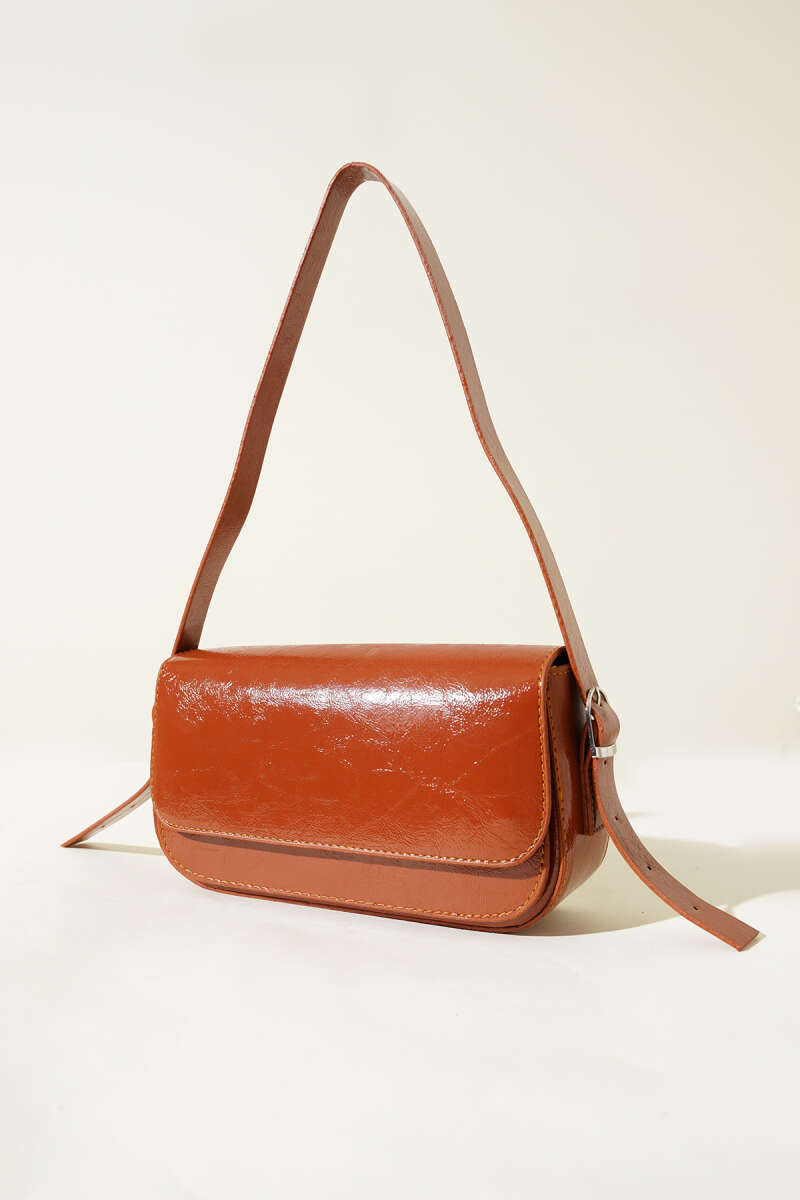 Magnetic Faux Leather Bag - Tan