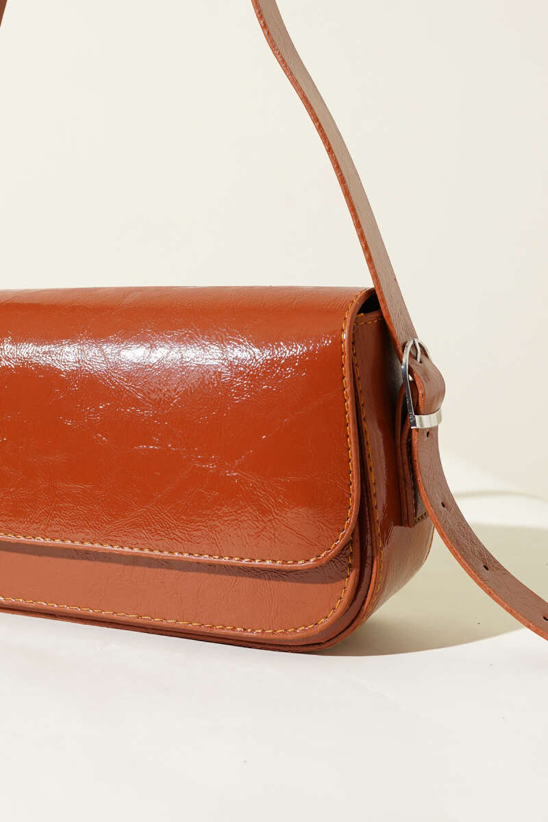 Magnetic Faux Leather Bag - Tan