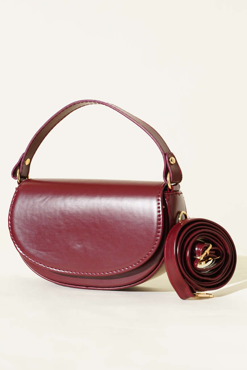 Oval Magnetic Handbag - Burgundy