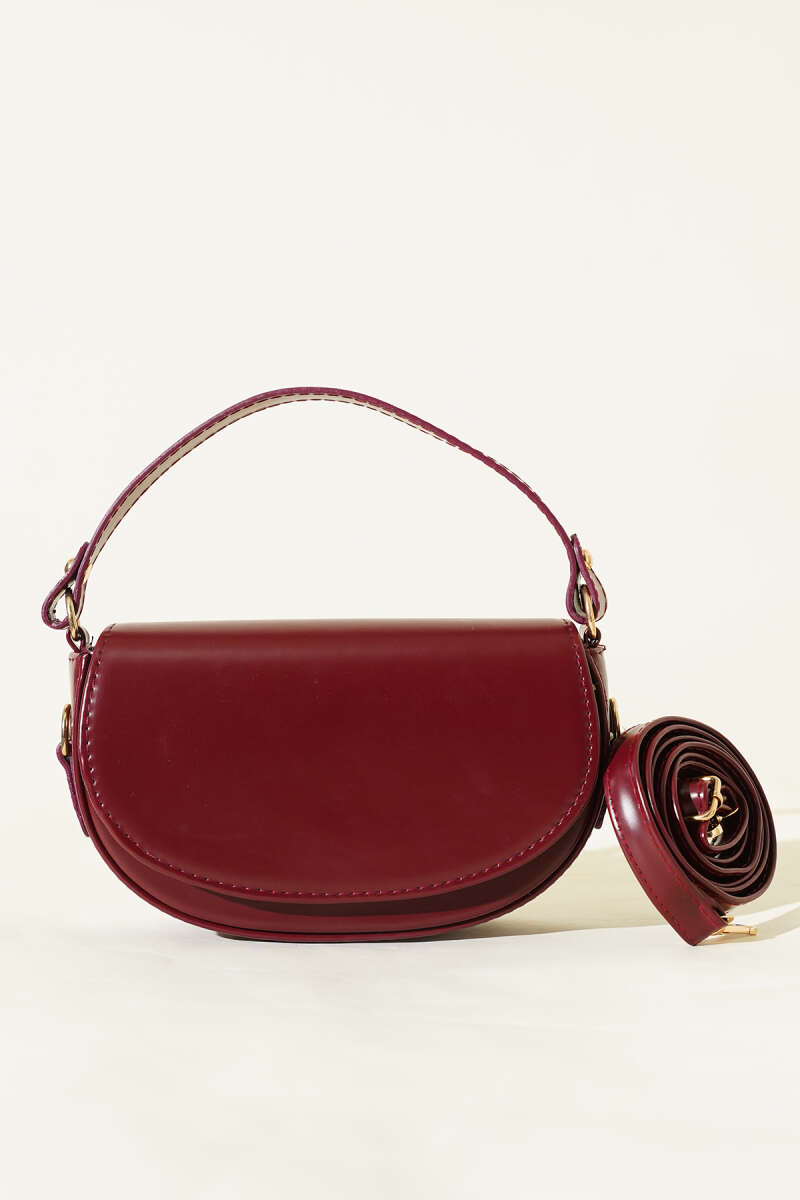 Oval Magnetic Handbag - Burgundy