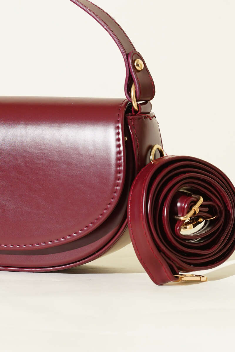 Oval Magnetic Handbag - Burgundy