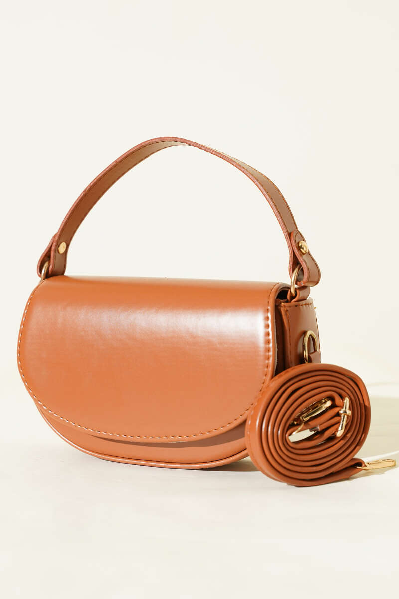 Oval Magnetic Handbag - Tan