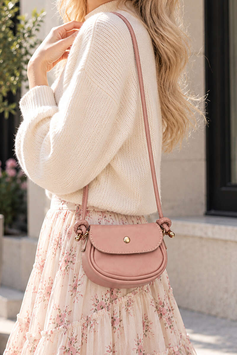 Mini Snap Shoulder-Strap Bag - Powder