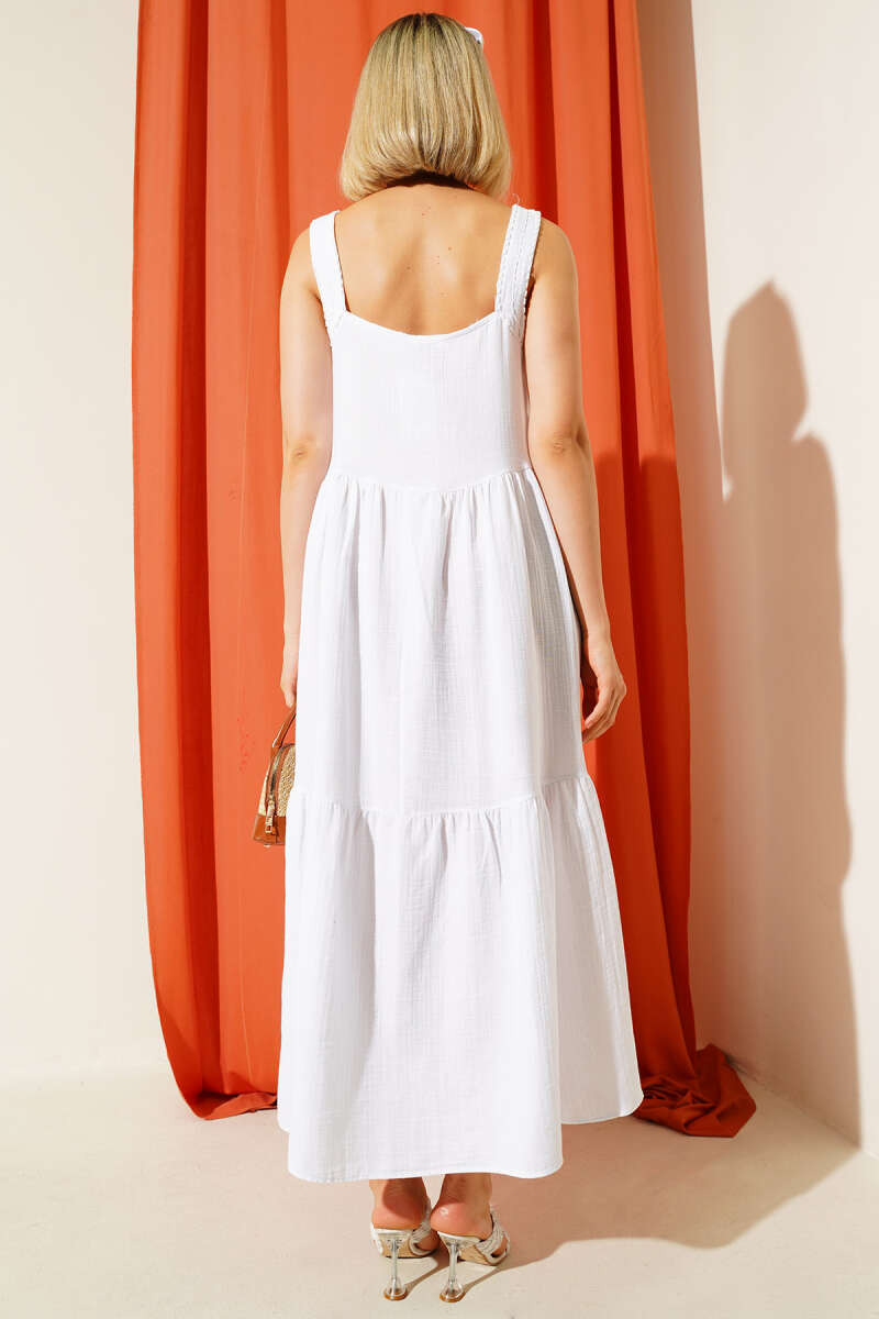 Dress with Mini Bead Detail - White