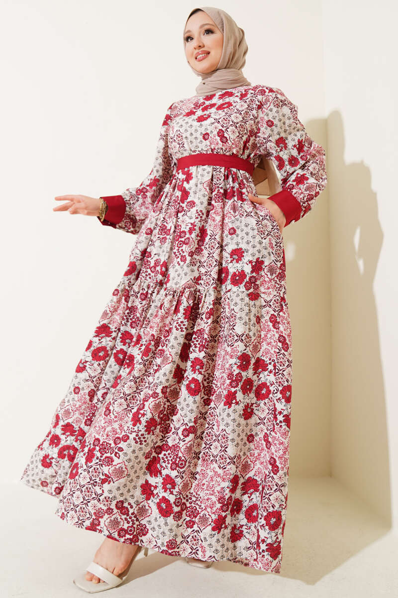Ditsy Floral Dress - Burgundy
