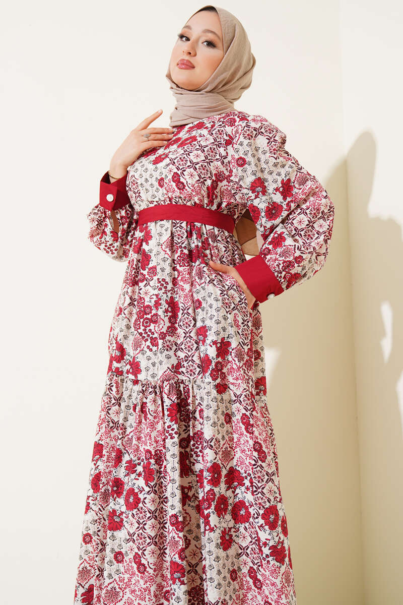 Ditsy Floral Dress - Burgundy