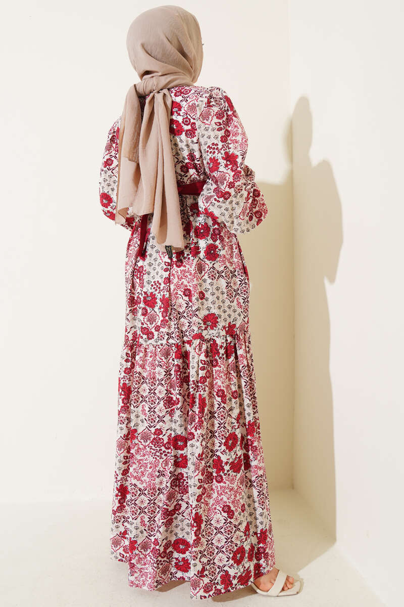 Ditsy Floral Dress - Burgundy
